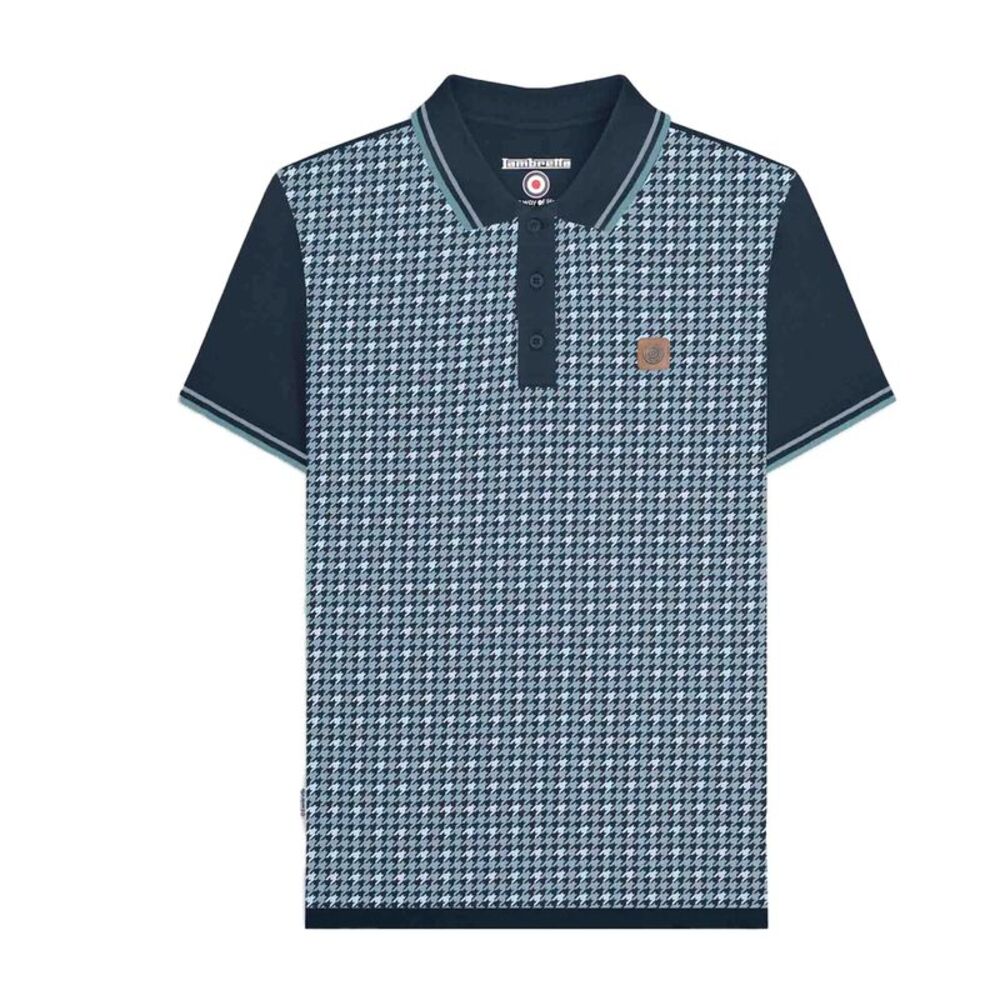 Lambretta Mens SS24 Houndstooth Polo Shirt / Navy